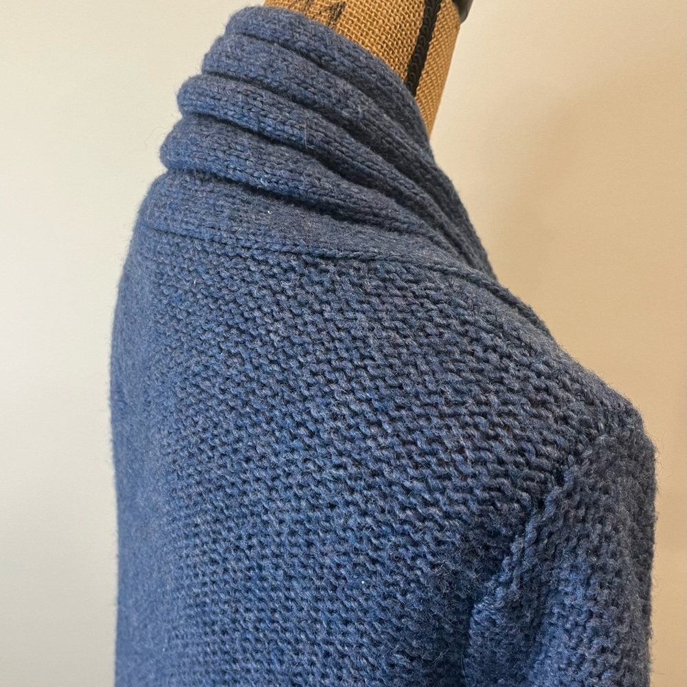 Natural Reflections Wool Blend Knit Cardigan Sweater Open Front Blue Size XL - Picture 8 of 11